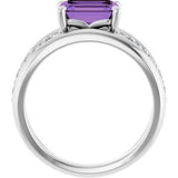 14K White Natural Amethyst & 1/5 CTW Natural Diamond Ring