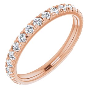 14K Rose 1/2 CTW Natural Diamond French-Set Matching Band