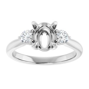 14K White 8x6 mm Oval 1/3 CTW Natural Diamond Semi-Set Engagement Ring