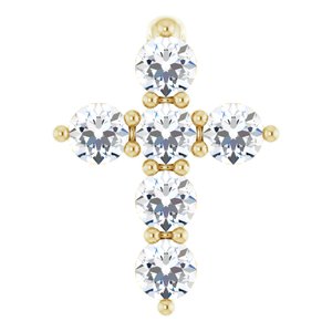 14K Yellow 1/6 CTW Natural Diamond Cross Pendant