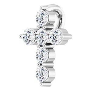 14K White 1/6 CTW Natural Diamond Cross Pendant