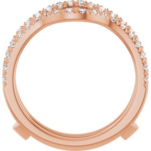 14K Rose 1/2 CTW Diamond French-Set Ring Guard Mounting