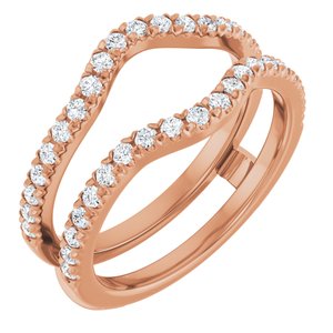 14K Rose 1/2 CTW Diamond French-Set Ring Guard Mounting