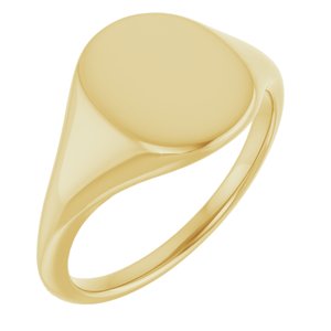14K Yellow 11x9 mm Oval Signet Ring