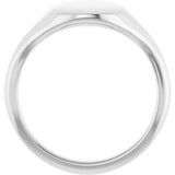 14K White 11x9 mm Oval Signet Ring