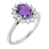 Platinum Natural Amethyst & 3/8 CTW Natural Diamond Ring