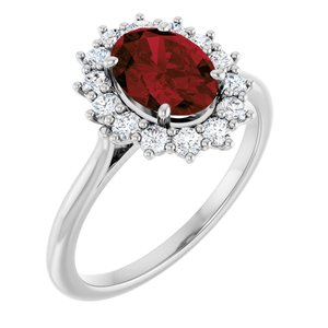 Platinum Natural Mozambique Garnet & 3/8 CTW Natural Diamond Ring