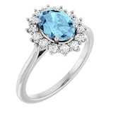Platinum Natural Aquamarine & 3/8 CTW Natural Diamond Ring