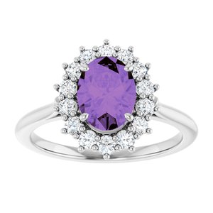 Platinum Natural Amethyst & 3/8 CTW Natural Diamond Ring