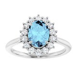Platinum Natural Aquamarine & 3/8 CTW Natural Diamond Ring