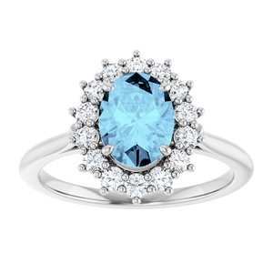 Platinum Natural Aquamarine & 3/8 CTW Natural Diamond Ring