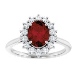 Platinum Natural Mozambique Garnet & 3/8 CTW Natural Diamond Ring