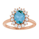 14K Rose Natural Swiss Blue Topaz & 3/8 CTW Natural Diamond Ring
