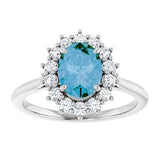 Platinum Natural Swiss Blue Topaz & 3/8 CTW Natural Diamond Ring