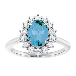 Platinum Natural Swiss Blue Topaz & 3/8 CTW Natural Diamond Ring