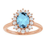 14K Rose Natural Aquamarine & 3/8 CTW Natural Diamond Ring