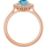 14K Rose Natural Swiss Blue Topaz & 3/8 CTW Natural Diamond Ring