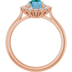 14K Rose Natural Swiss Blue Topaz & 3/8 CTW Natural Diamond Ring