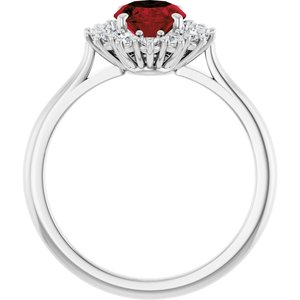 Platinum Natural Mozambique Garnet & 3/8 CTW Natural Diamond Ring