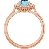 14K Rose Natural Aquamarine & 3/8 CTW Natural Diamond Ring