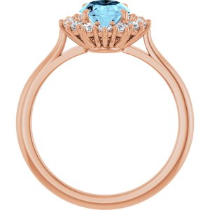 14K Rose Natural Aquamarine & 3/8 CTW Natural Diamond Ring