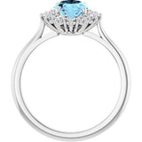 Platinum Natural Aquamarine & 3/8 CTW Natural Diamond Ring