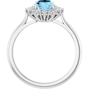 Platinum Natural Aquamarine & 3/8 CTW Natural Diamond Ring