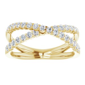 14K Yellow 1/2 CTW Natural Diamond Criss-Cross Ring