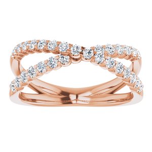 14K Rose 1/2 CTW Natural Diamond Criss-Cross Ring