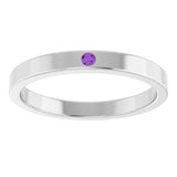 14K White Natural Amethyst Family Stackable Ring