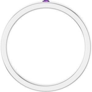 14K White Natural Amethyst Family Stackable Ring