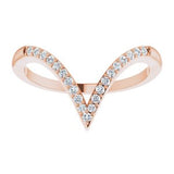 14K Rose 1/6 CTW Natural Diamond V Ring