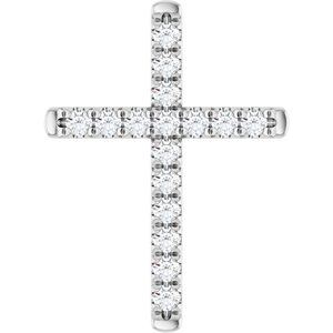 Sterling Silver 1/2 CTW Natural Diamond French-Set Cross Pendant