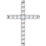 14K White 1/2 CTW Natural Diamond French-Set Cross Pendant