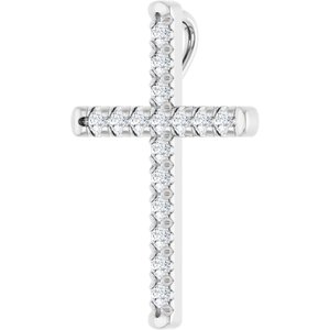 Sterling Silver 1/2 CTW Natural Diamond French-Set Cross Pendant