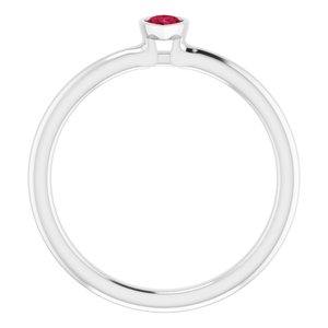 14K White Natural Ruby Stackable Ring