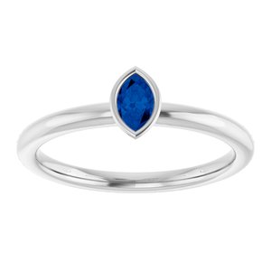 Platinum Natural Blue Sapphire Stackable Ring