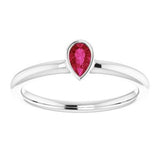 14K White Natural Ruby Stackable Ring