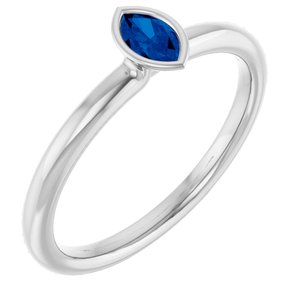 Platinum Natural Blue Sapphire Stackable Ring