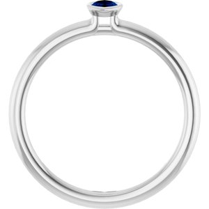 Platinum Natural Blue Sapphire Stackable Ring