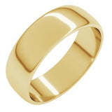 10K Yellow 6 mm Lightweight Half Round Band Size 18