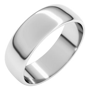 10K White 6 mm Lightweight Half Round Band Size 19.5