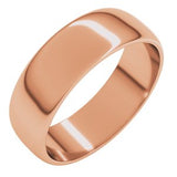 10K Rose 6 mm Lightweight Half Round Band Size 8