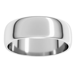10K White 6 mm Lightweight Half Round Band Size 19.5