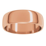 10K Rose 6 mm Lightweight Half Round Band Size 6.5