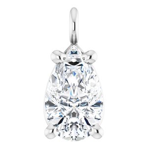 14K White 1/5 CT Natural Diamond Dangle