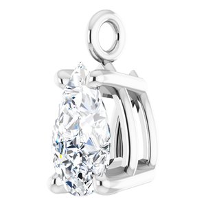 14K White 1/5 CT Natural Diamond Dangle