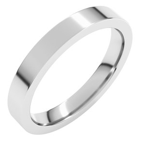 14K X1 White 3 mm Comfort-Fit Flat Band Size 18