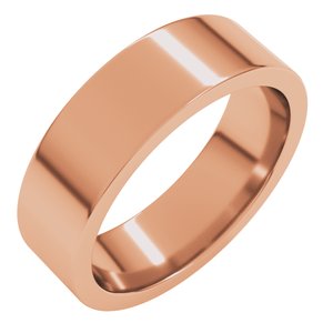 14K Rose 6 mm Comfort-Fit Flat Band Size 3.5