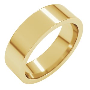 14K Yellow 6 mm Comfort-Fit Flat Band Size 16.5
